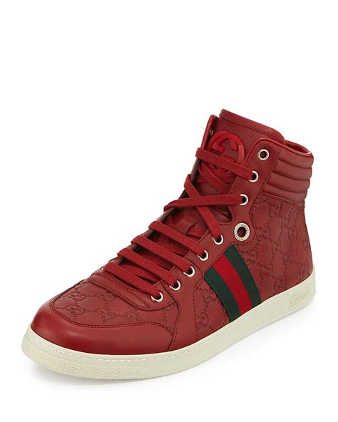 gucci shoes red high tops|gucci high top sneakers men's.